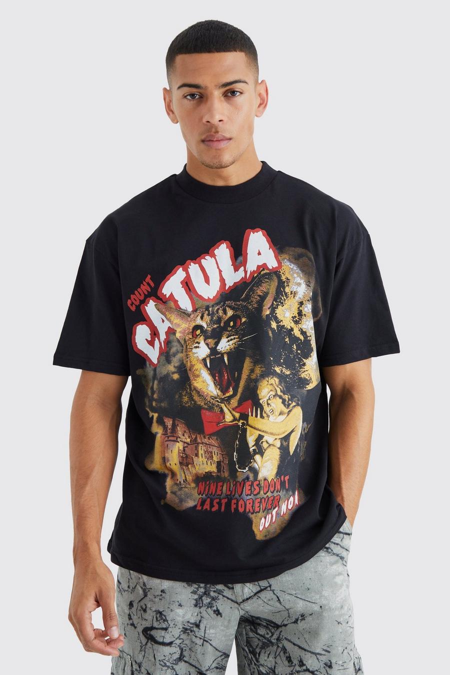 T-shirt oversize con grafica Cataula, Black