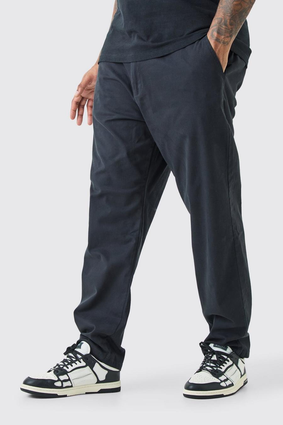 Pantaloni Chino Plus Size Skinny Fit con vita fissa, Black