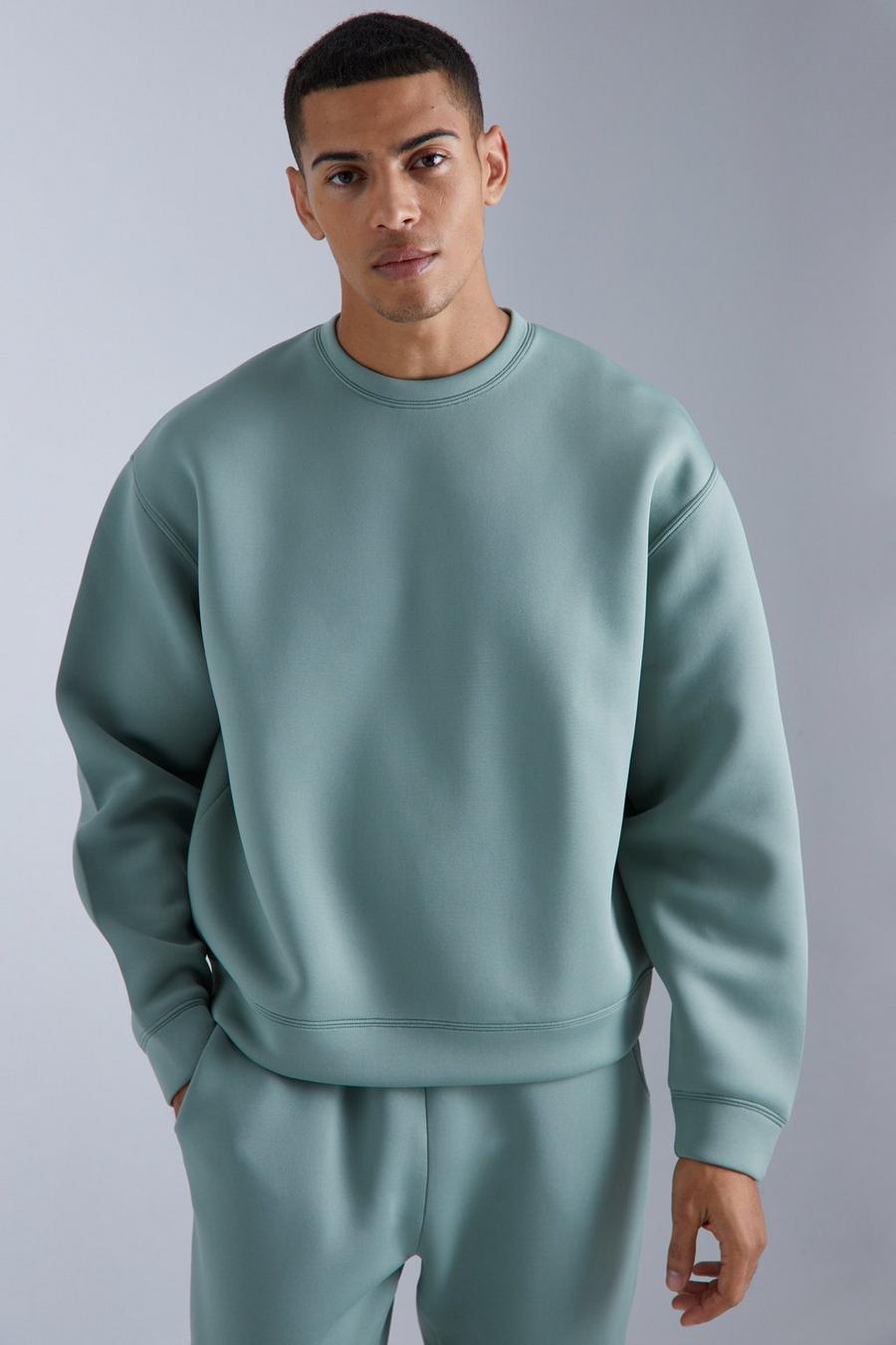 Sage Oversized Boxy Bonded Scuba Sweatshirt