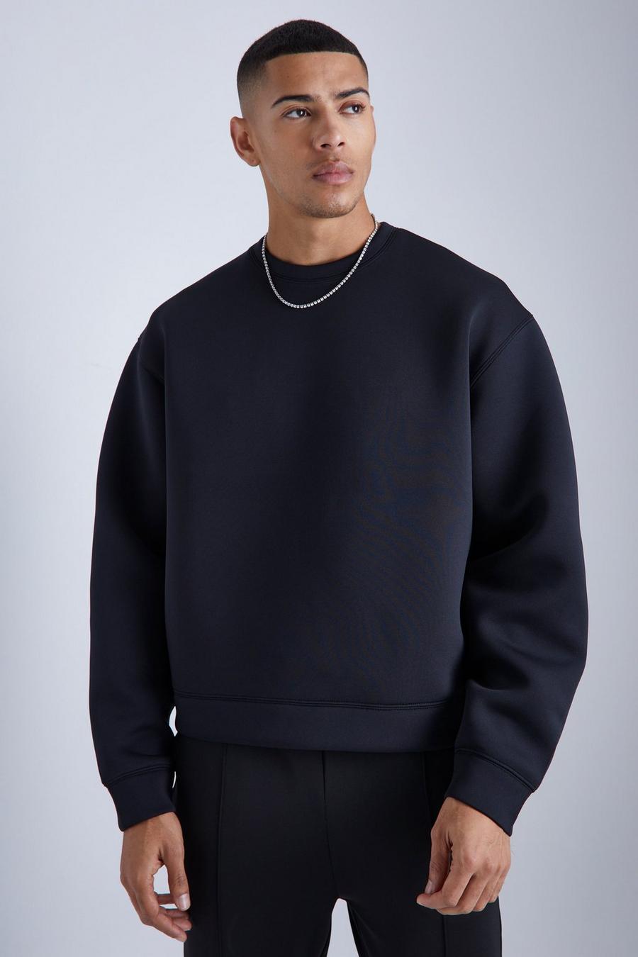 Black Oversize sweatshirt i scuba med tryck
