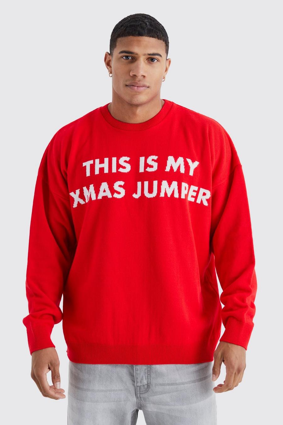 Jersey oversize navideño con estampado This Is My Christmas, Red image number 1
