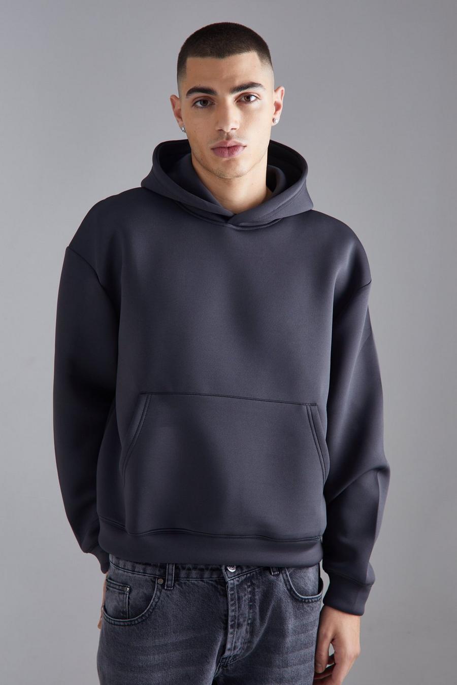 Charcoal Oversized Boxy Limited Scuba Hoodie  image number 1