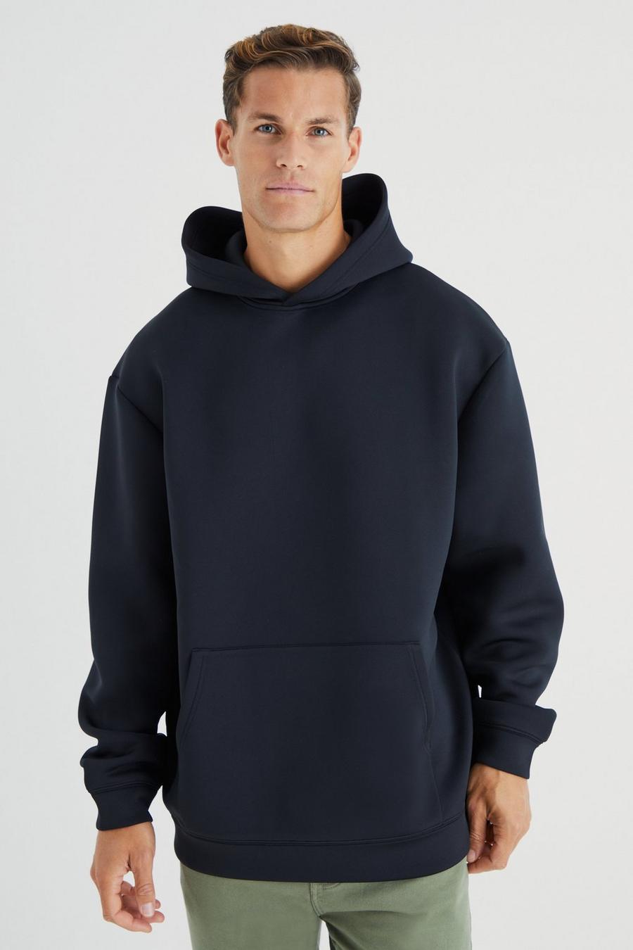 Tall Oversize Scuba Hoodie, Black image number 1