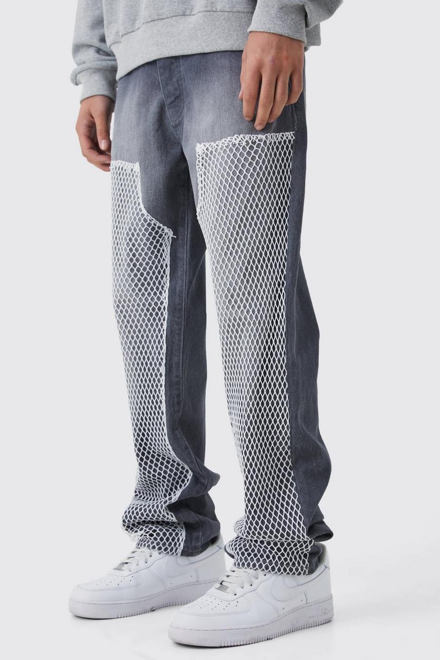 Mid grey Relaxed Mesh Worker Panel Jeans image number 1