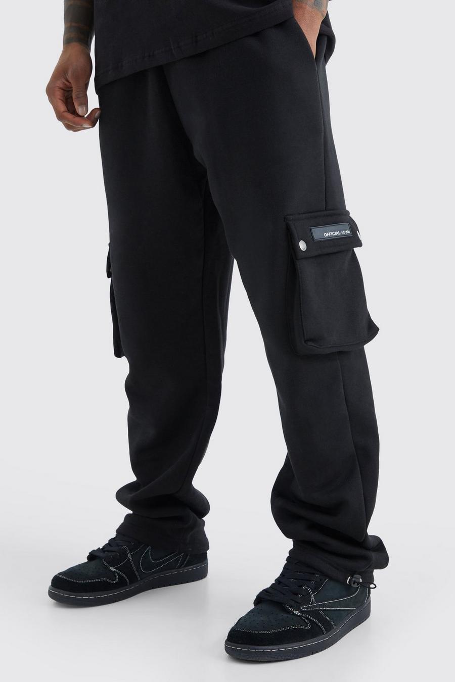 Black Loose Fit Cargo Jogger With Toggle Cuff