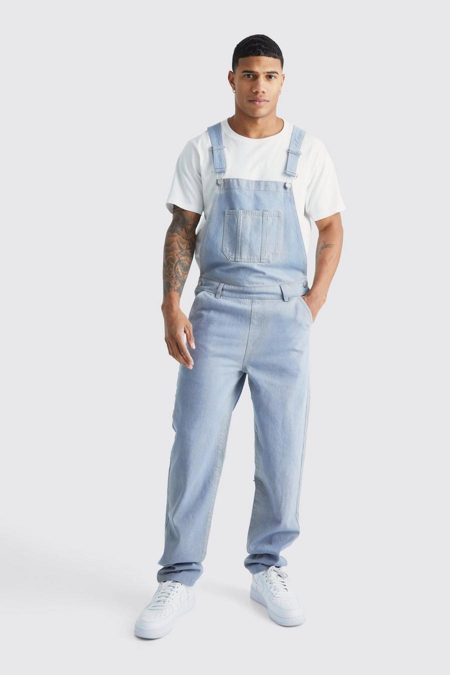 Ice grey Relaxed Washed Illusion Dungaree image number 1