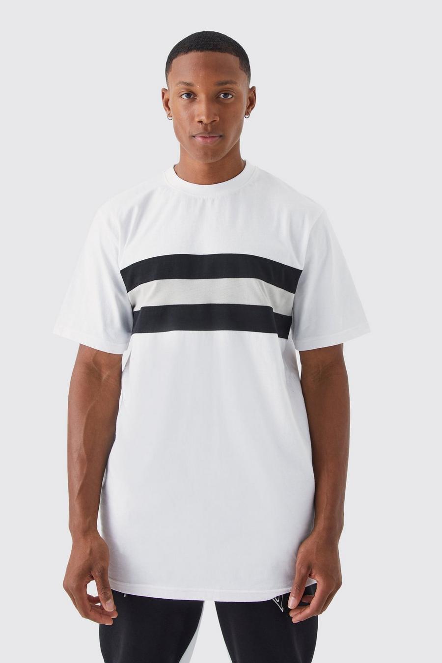 T-shirt lunga a blocchi di colore, White