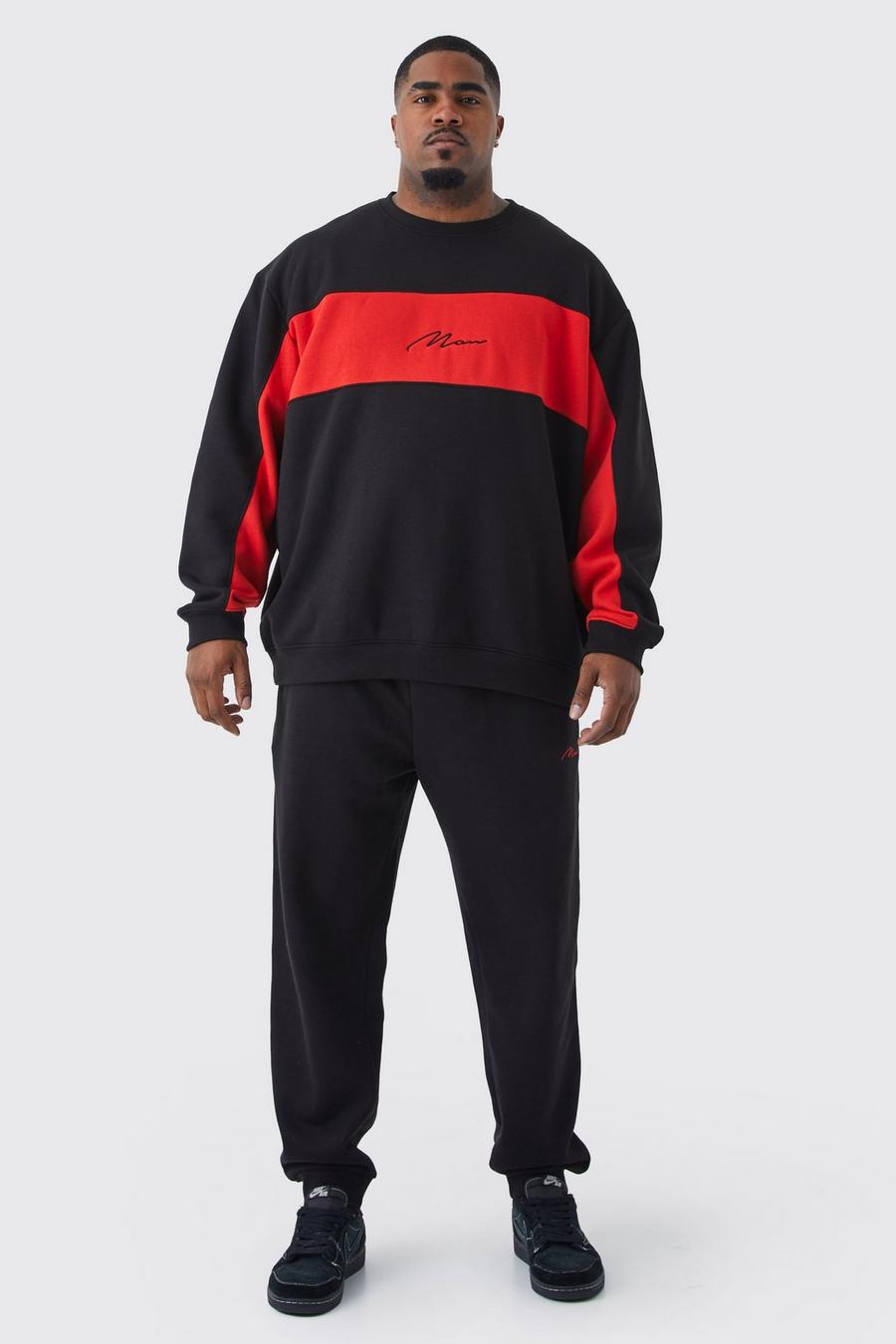 Red Tall Man Roman Tape Colour Block Hooded Tracksuit