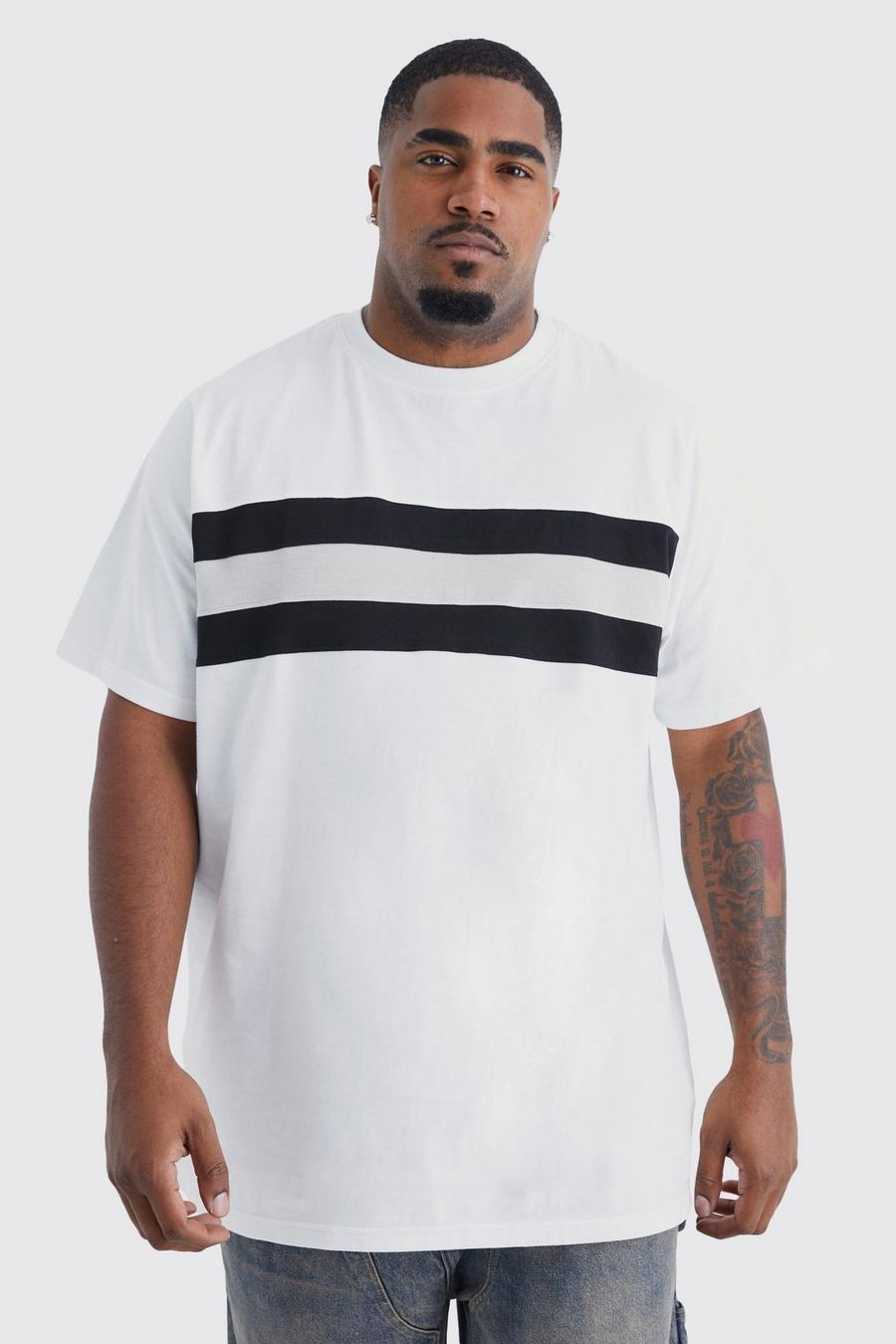 Grande taille - T-shirt long color block, White