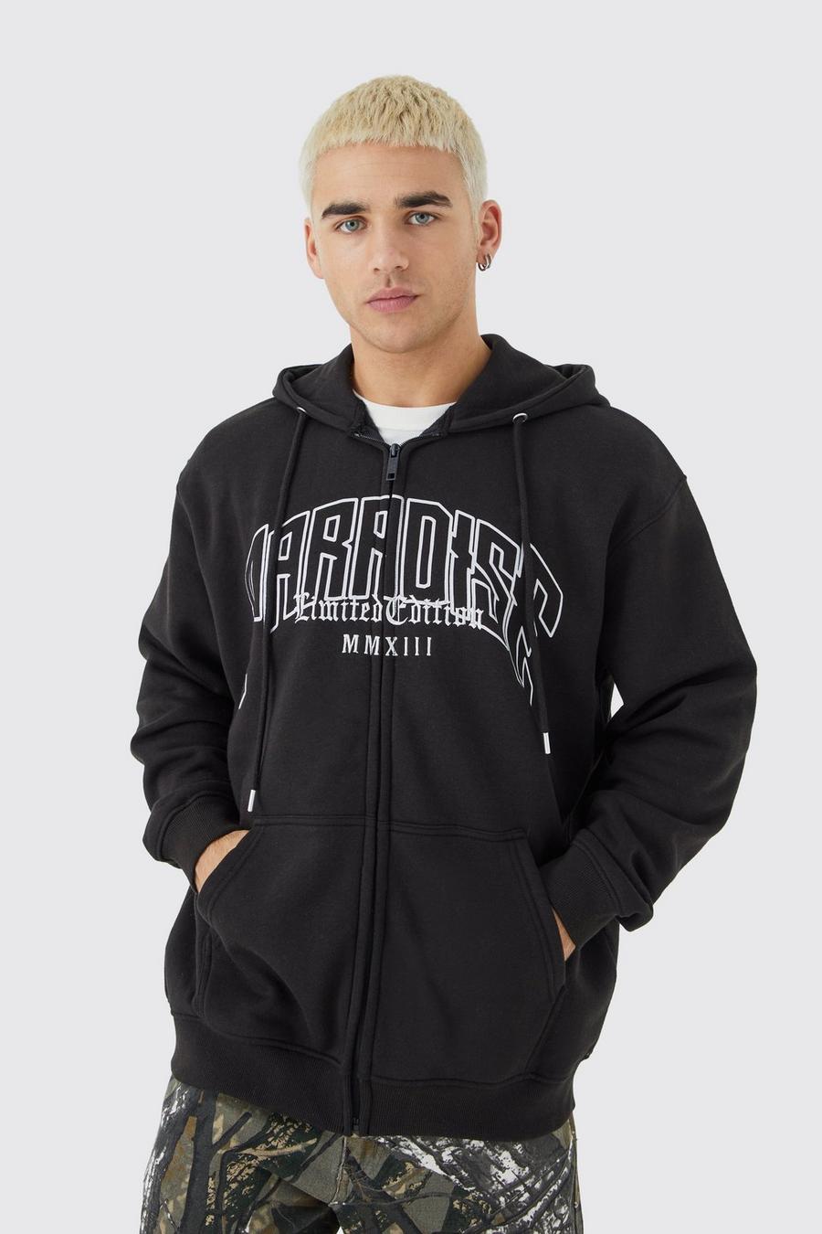 Black Paradise Oversize hoodie med dragkedja image number 1