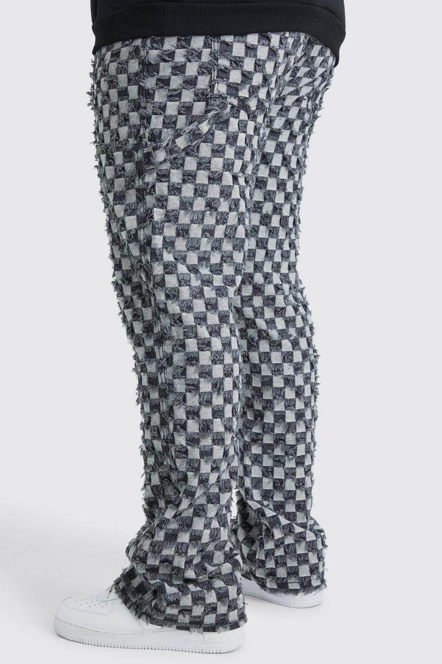 Pantalón Plus ajustado de campana con estampado de cuadros, refuerzos y cintura fija, Charcoal