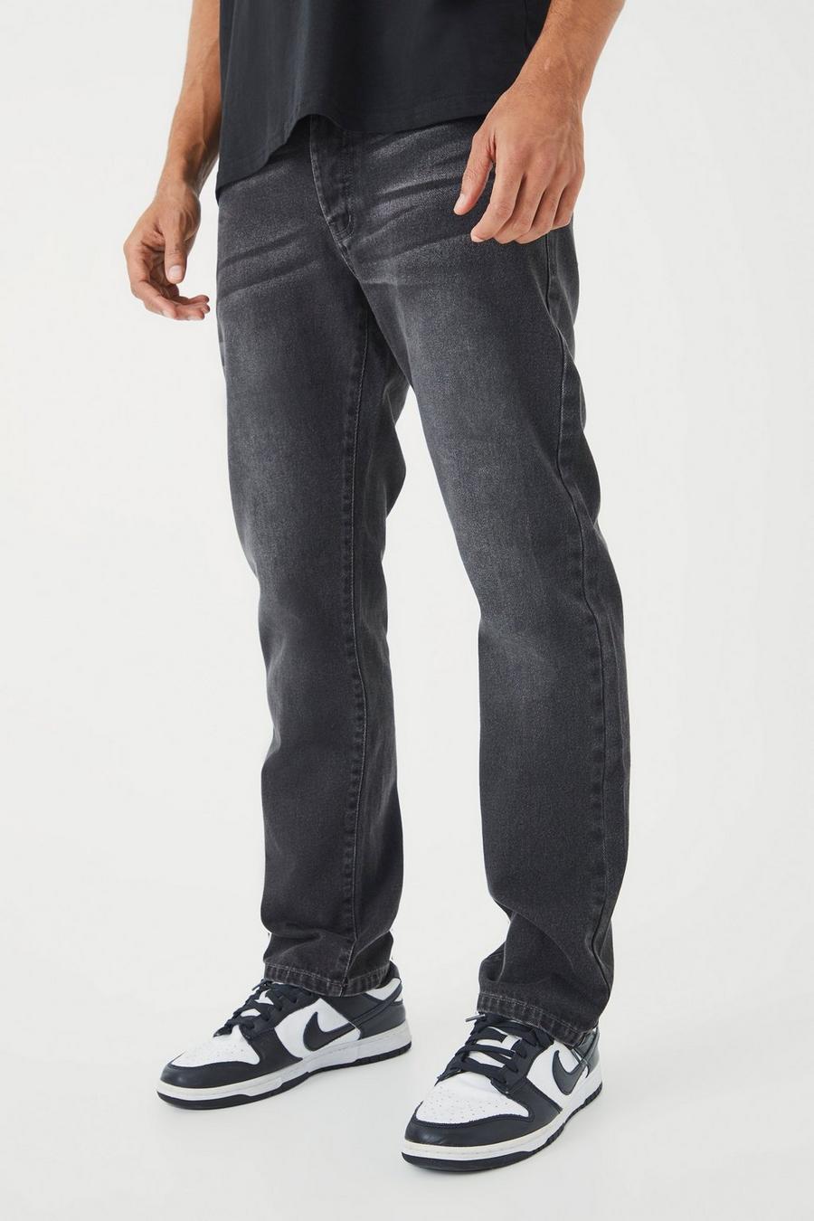 Charcoal Onbewerkte Jeans Met Rechte Pijpen
