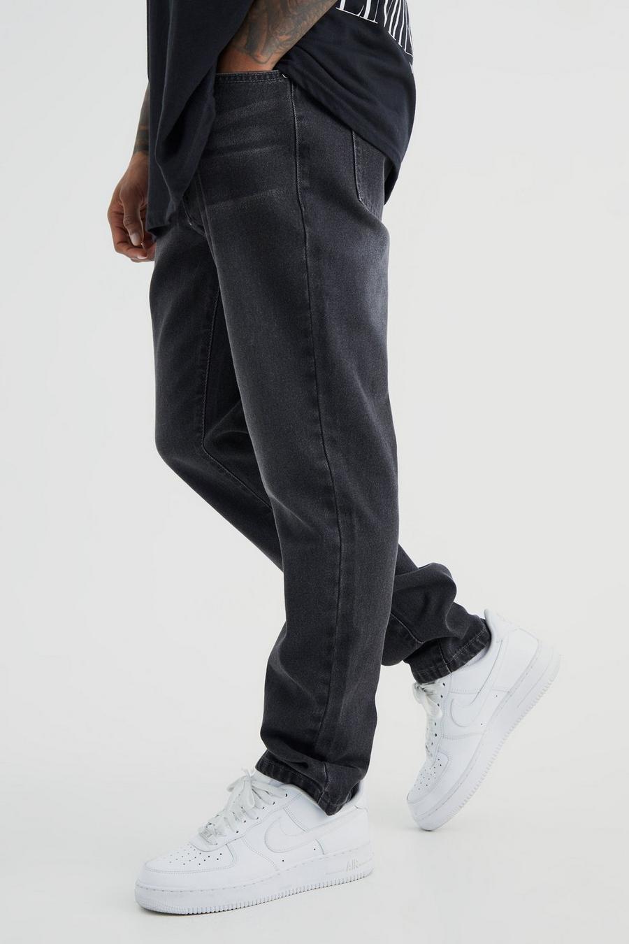 Jeans Slim Fit in denim rigido, Charcoal