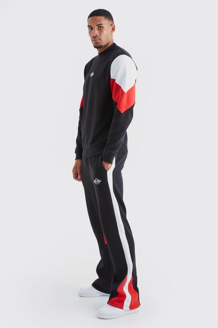 Red Tall Man Colour Block Sweater Gusset Tracksuit