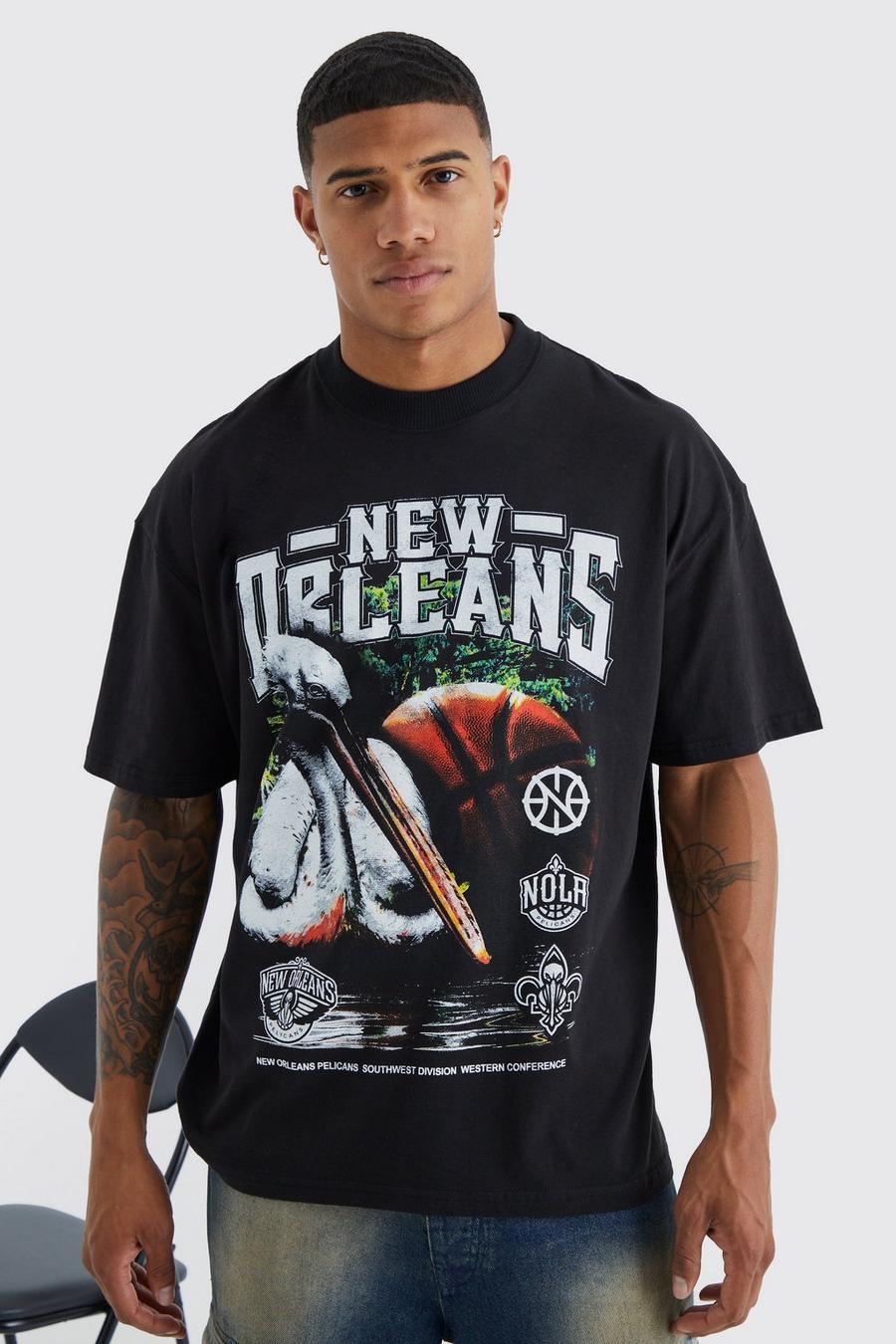 T-shirt ufficiale New Orleans Pelicans Nba, Black