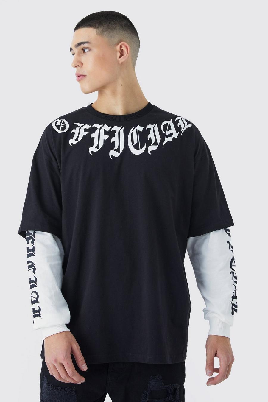 Black Oversized Official Faux Layer T-shirt