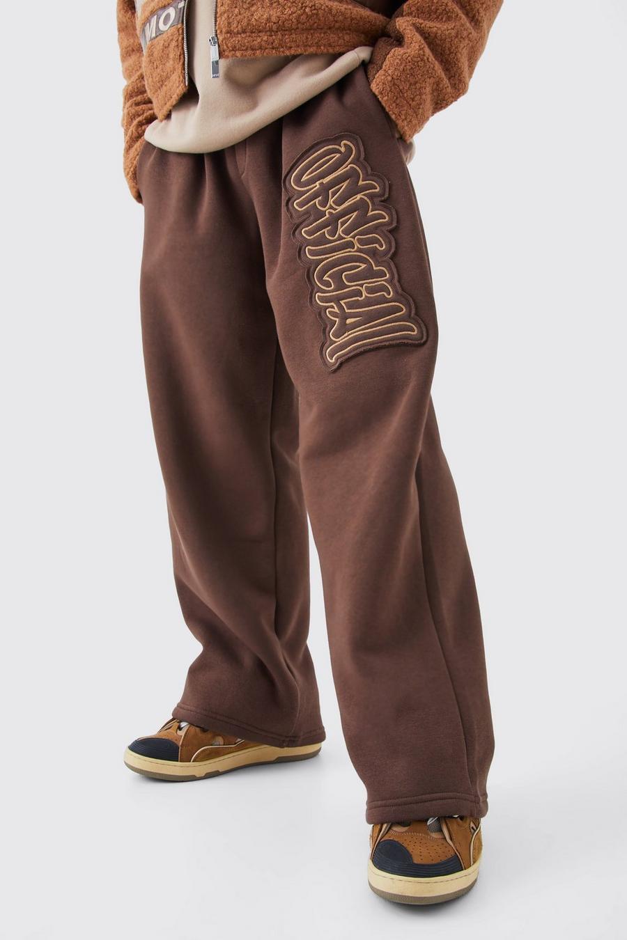 Chocolate Official Applique Wide Fit Jogger image number 1