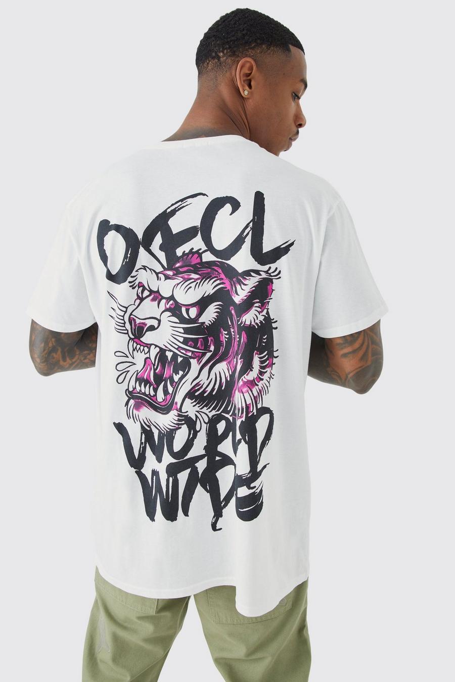 T-shirt oversize imprimé tigre, White