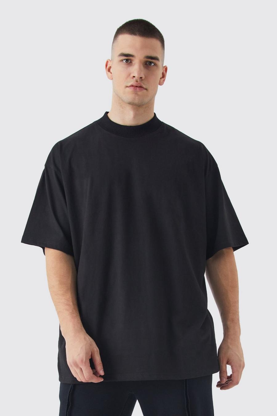 Black Tall Oversized Extended Neck T-shirt
