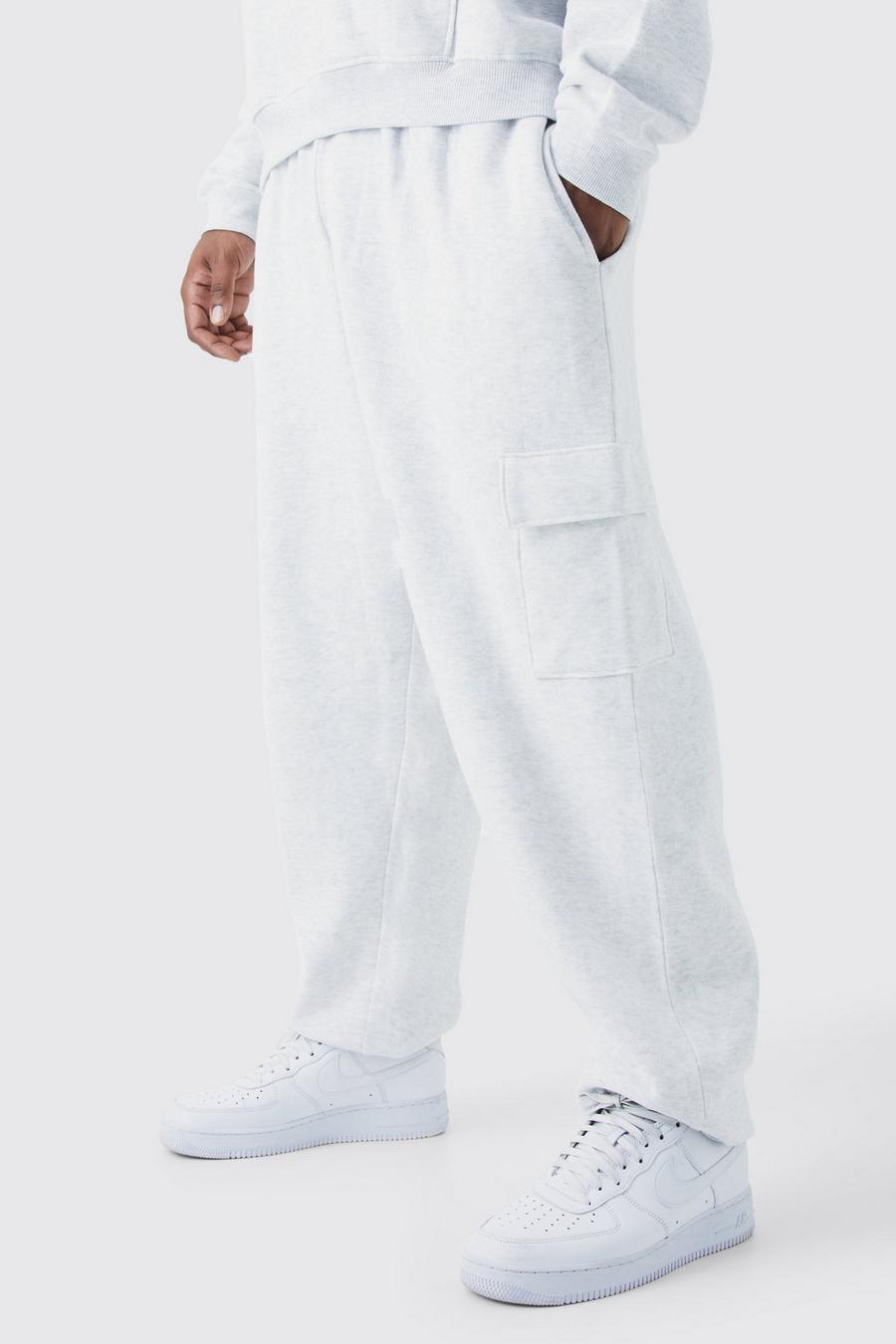 Pantaloni tuta Cargo Plus Size oversize, Grey marl