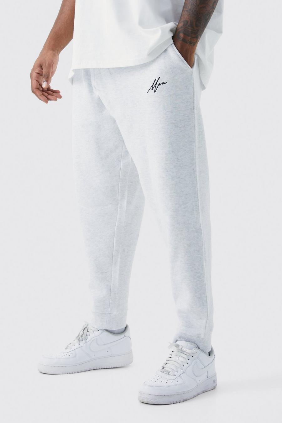 Grey marl Plus Relaxed Printed Side Panel Popper Jogger
