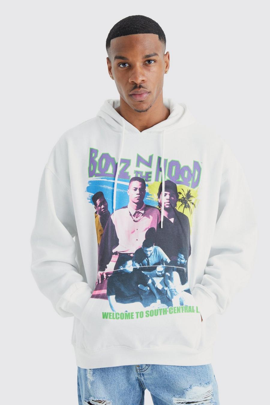 White Boyz In Hood Oversize hoodie med tryck