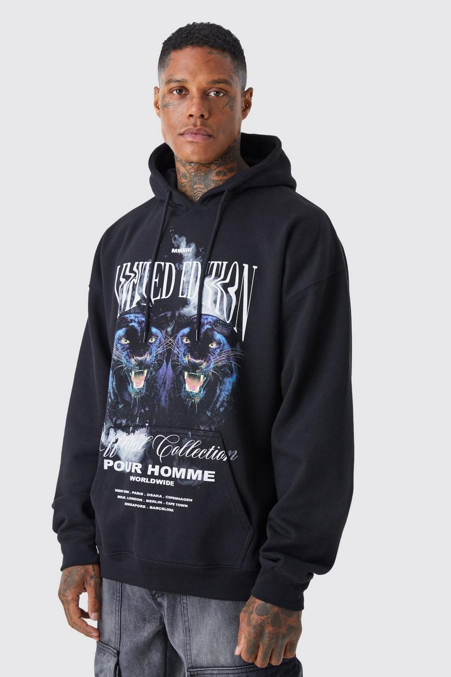 Black Oversized Limited Edition Panther Hoodie