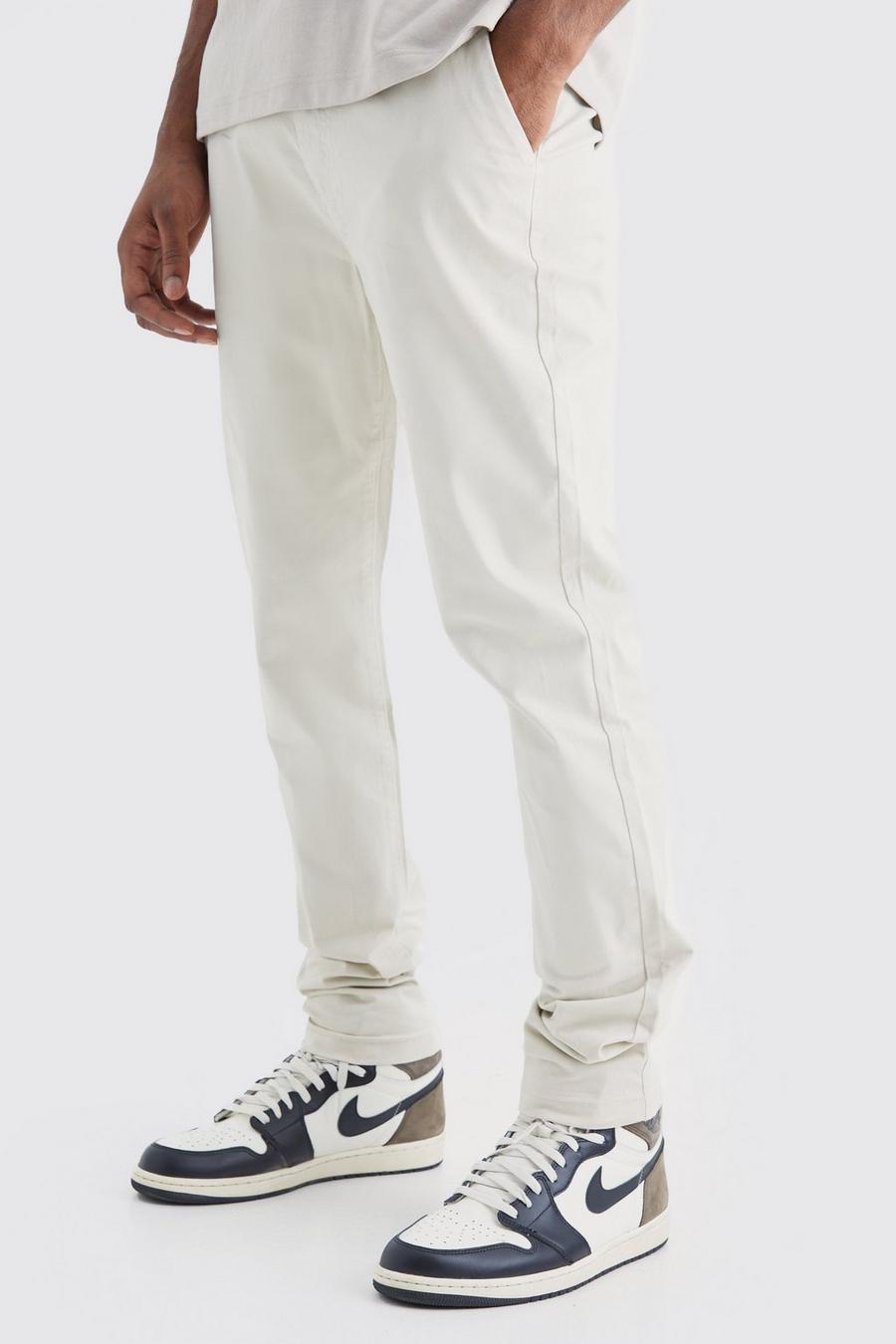 Pantaloni Chino Tall Slim Fit con etichetta in tessuto, Ecru