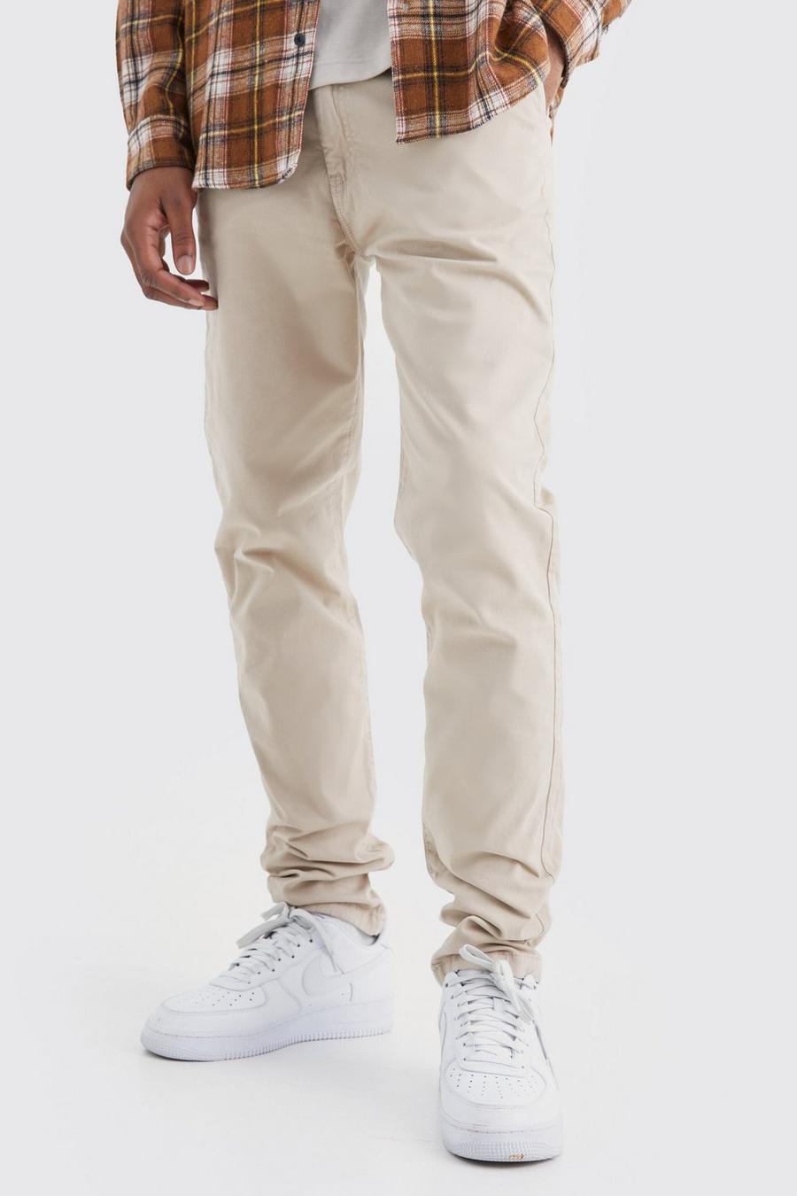 Stone Tall Slim Chino Trouser With Woven Tab