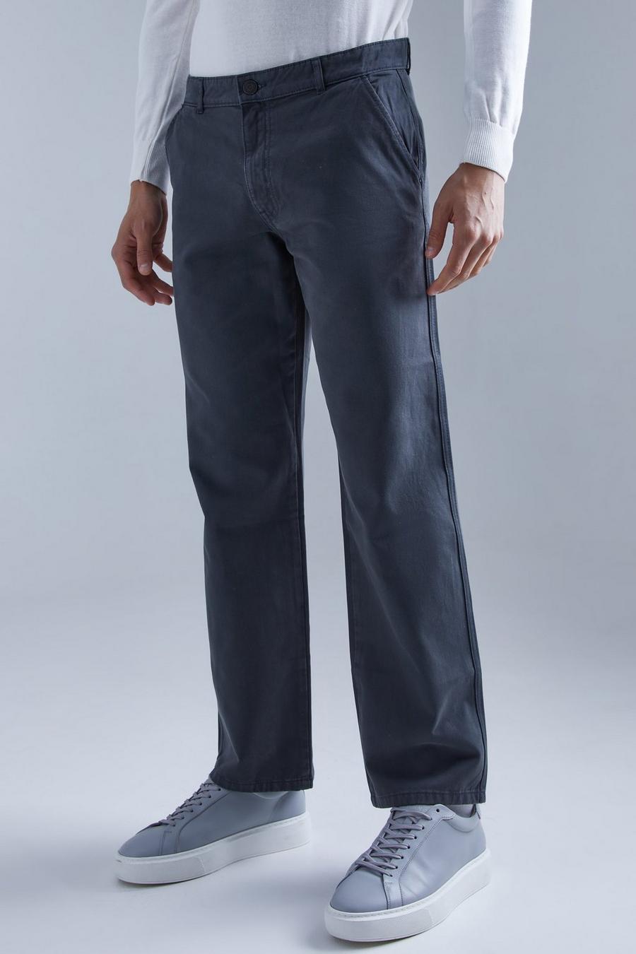 Charcoal Chinos med ledig passform