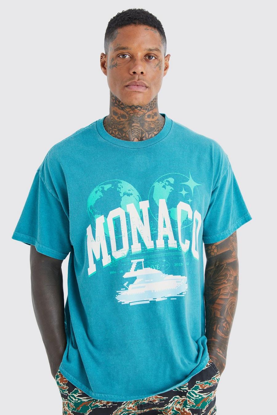T-shirt oversize con grafica Monaco, Green