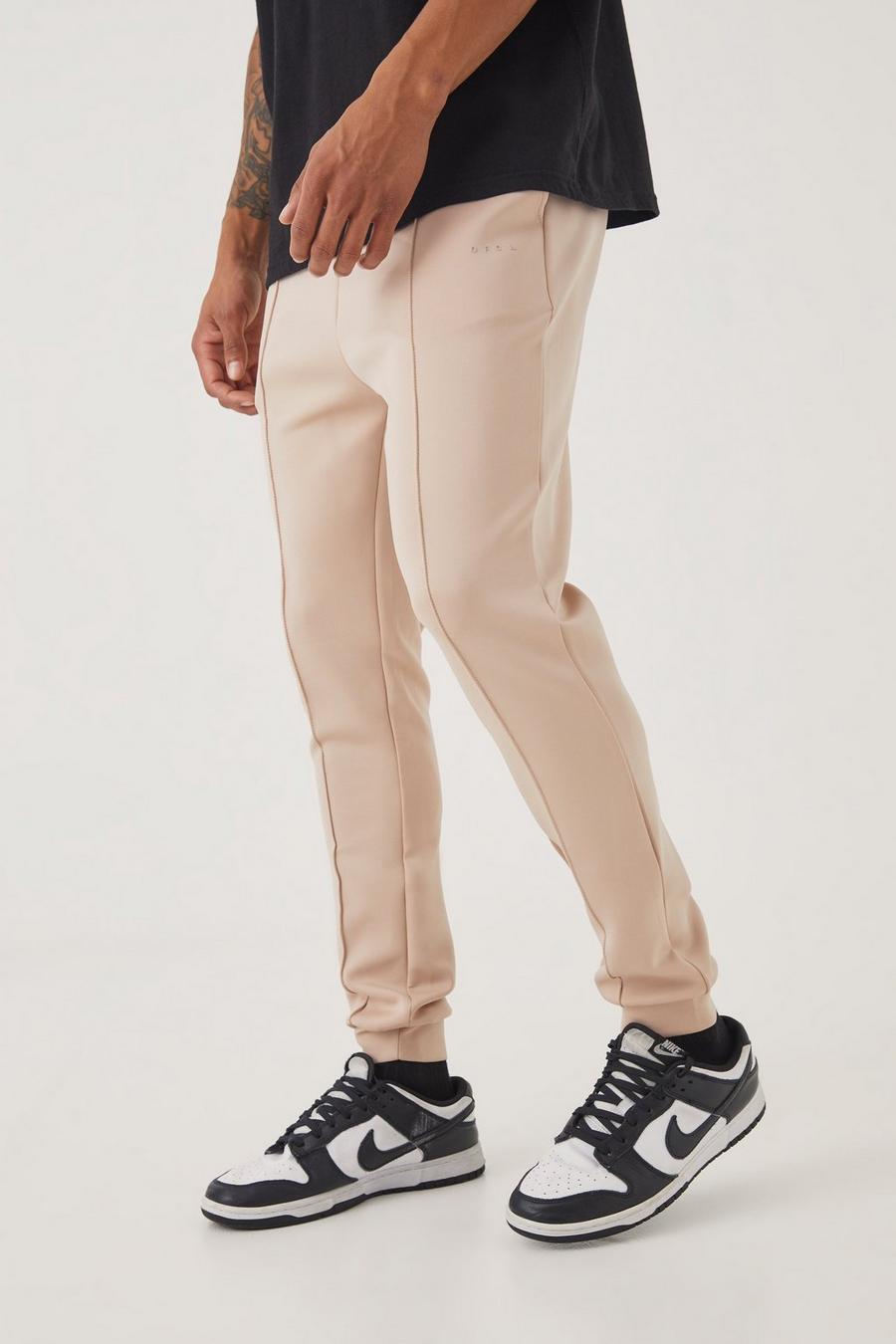 Taupe Skinny Scuba Pintuck Jogger image number 1