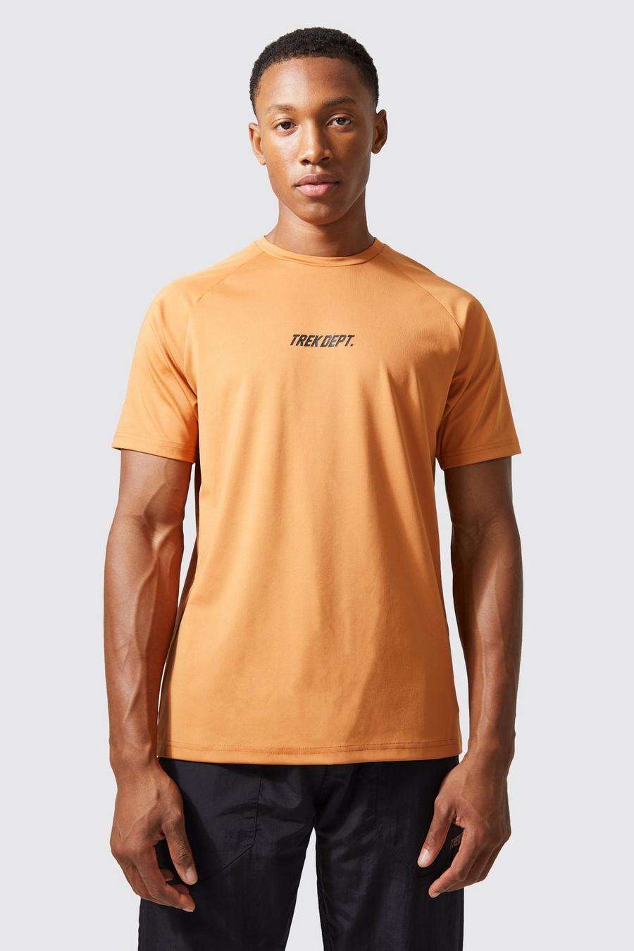 Burnt orange Active Trek T-shirt med tryck