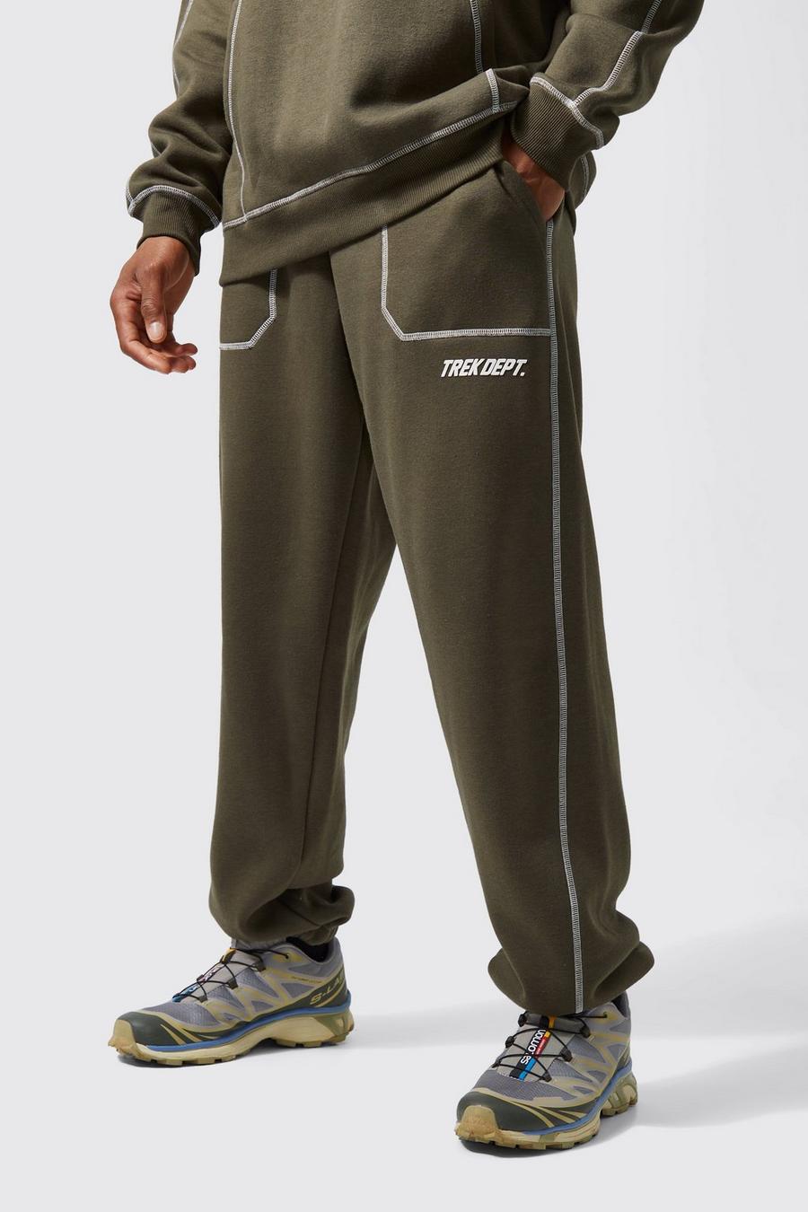 Pantalón deportivo Active oversize con costuras, Khaki