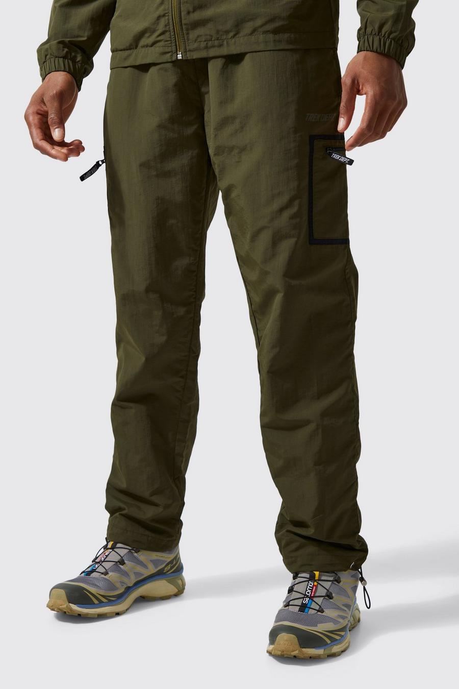 Pantaloni tuta Cargo Active Skinny Fit in nylon effetto opaco, Khaki