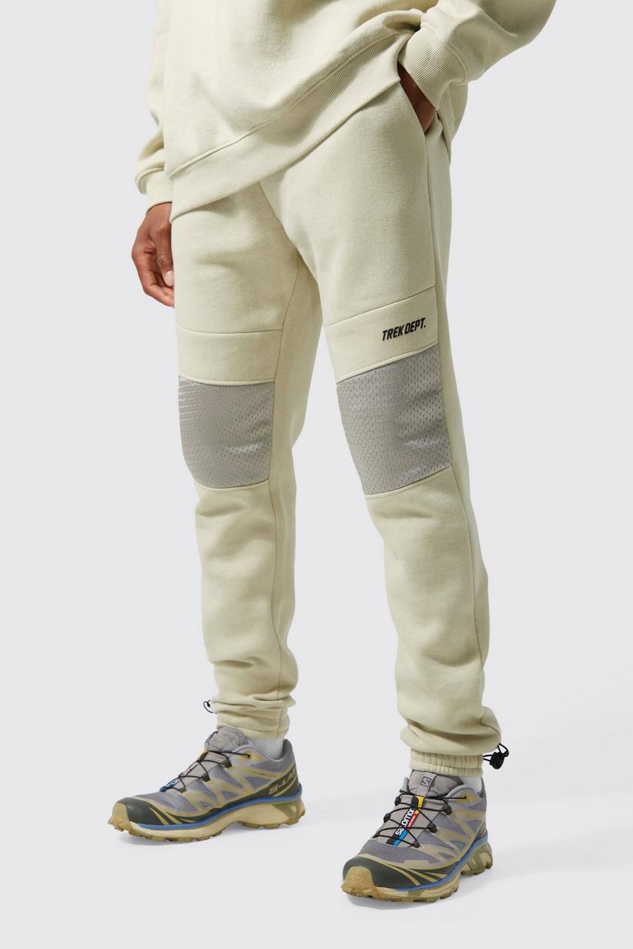 Pantalón deportivo Active pitillo de malla con botamanga, Stone