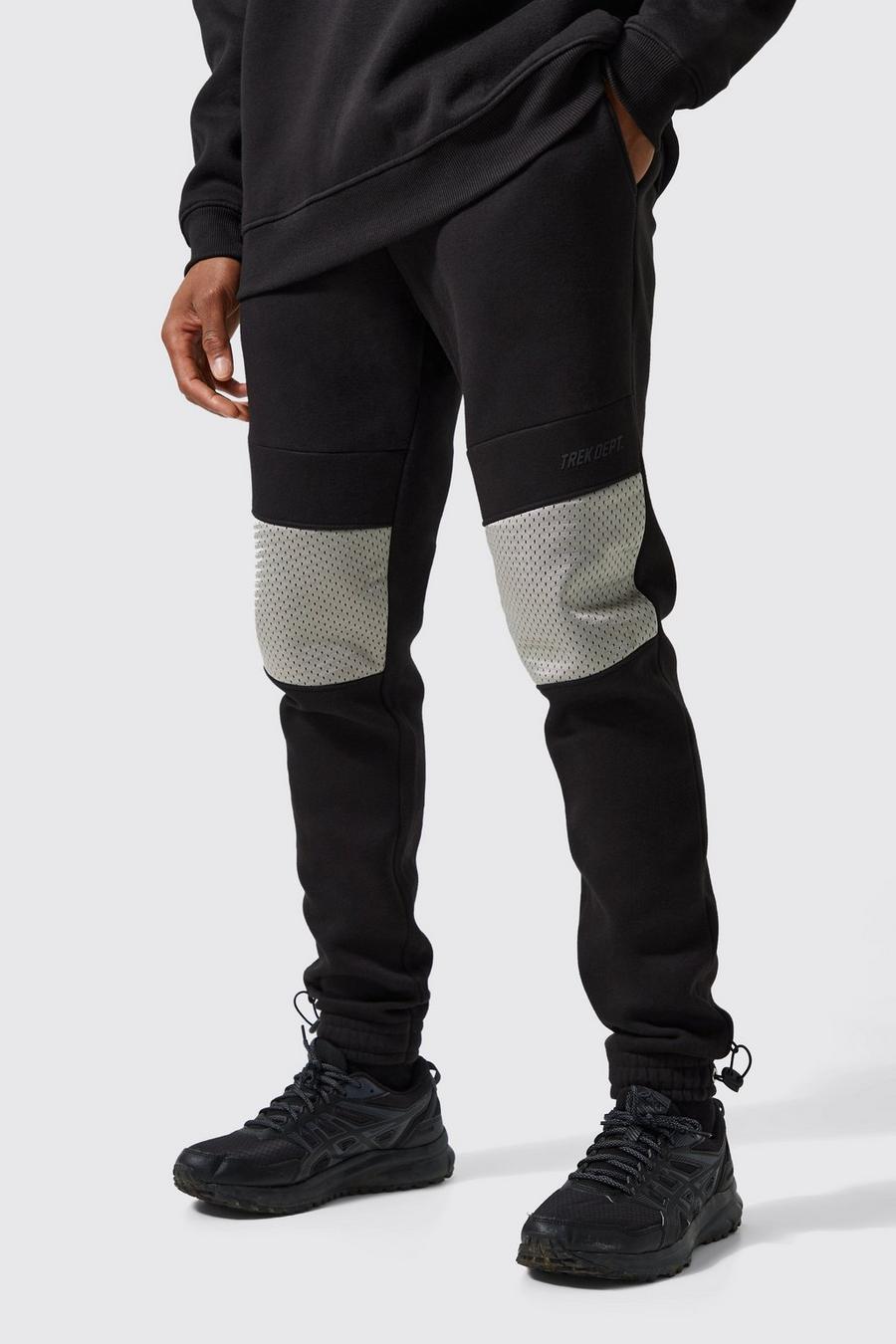 Pantalón deportivo Active pitillo de malla con botamanga, Black