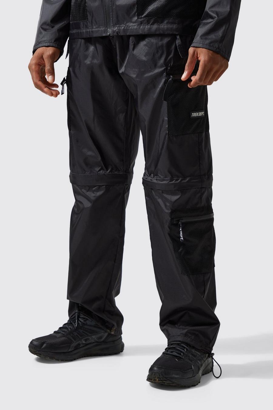 Pantalon large zippé avec short, Black