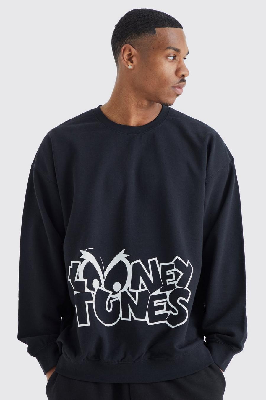 Oversize Sweatshirt mit lizenziertem Looney Tunes Print, Black