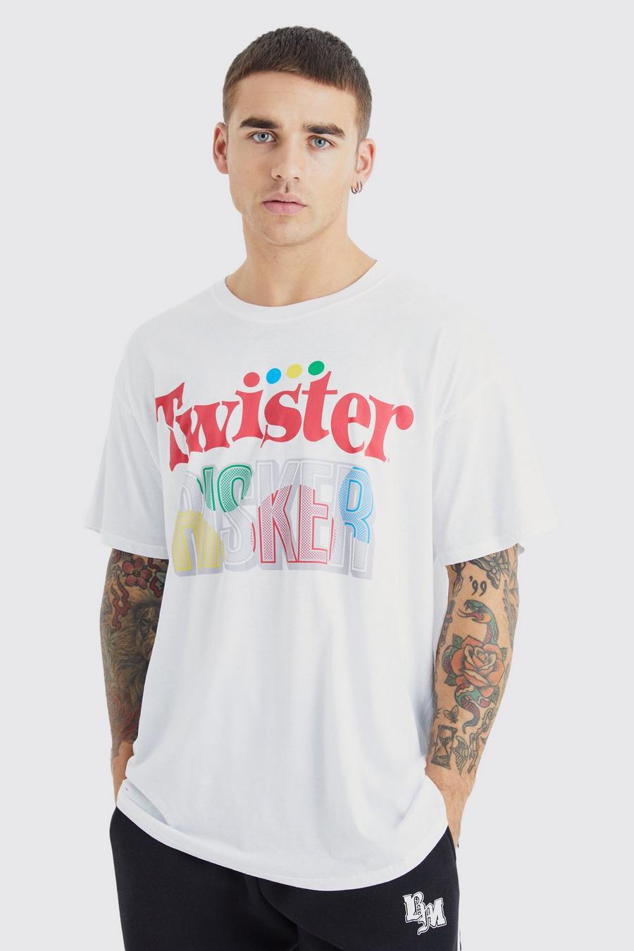 White Twister Oversize t-shirt med tryck image number 1
