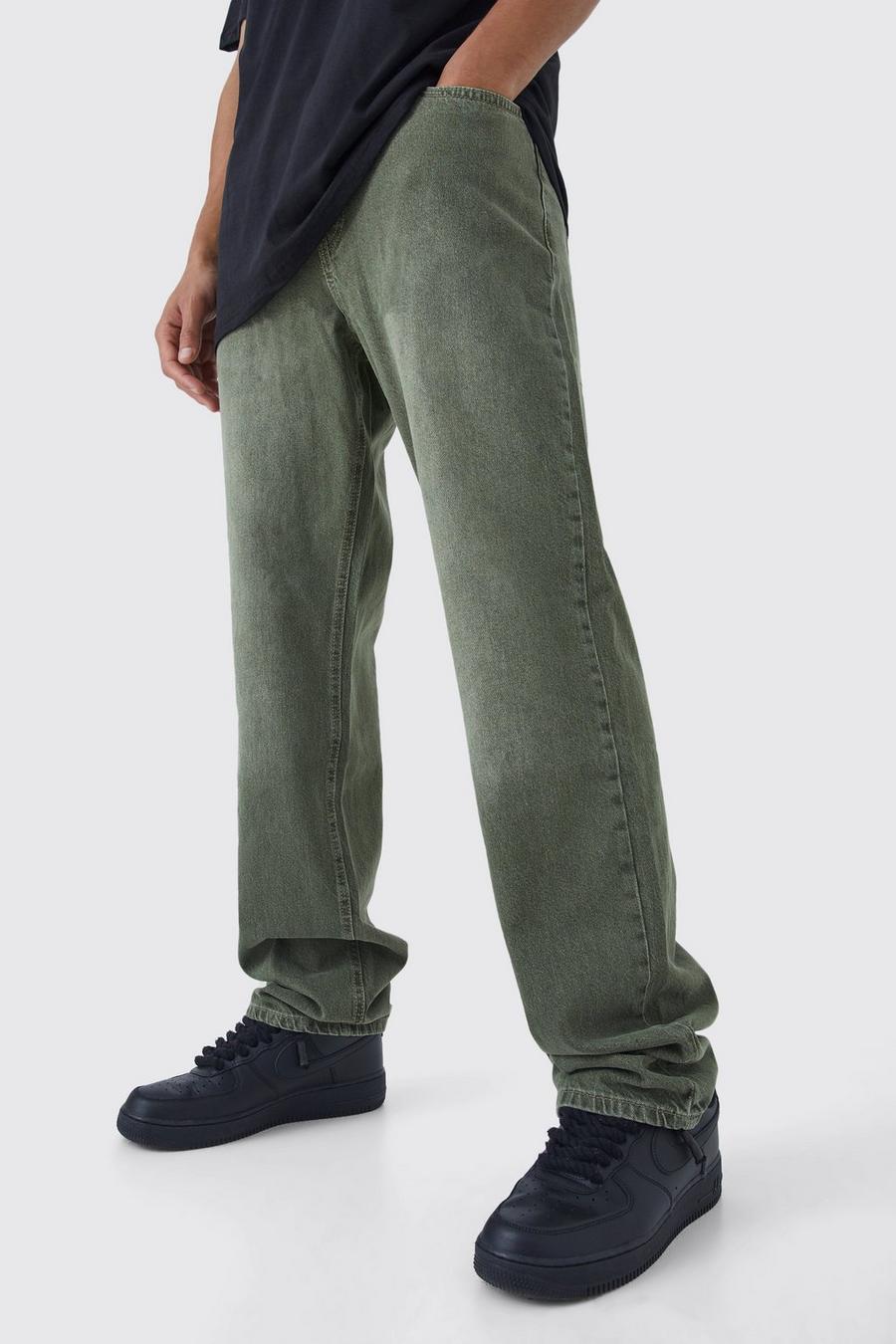 Sage Tall Onbewerkte Baggy Overdye Jeans Met Reliëf