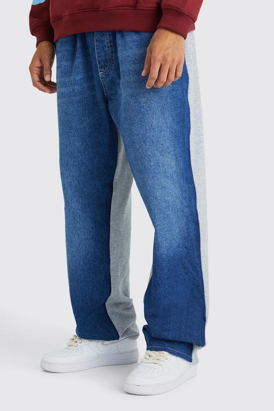 Dark blue Tall Baggy jeans med resår i midjan image number 1