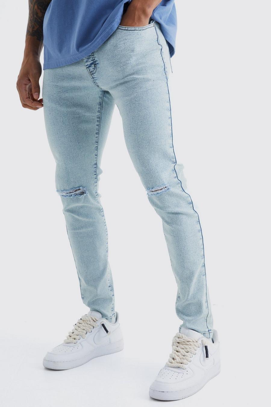 Skinny Jeans mit Riss am Knie, Ice blue