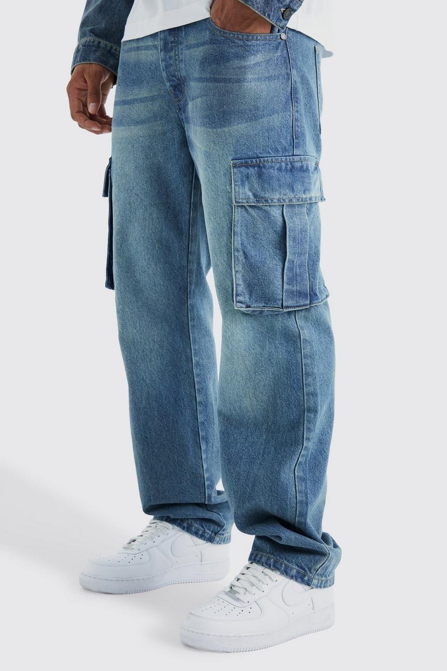Vintage blue Relaxed Rigid Cargo fit Jeans