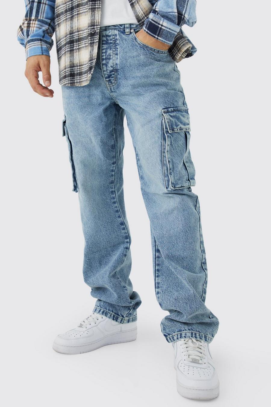 Light blue Relaxed Rigid Cargo Jeans