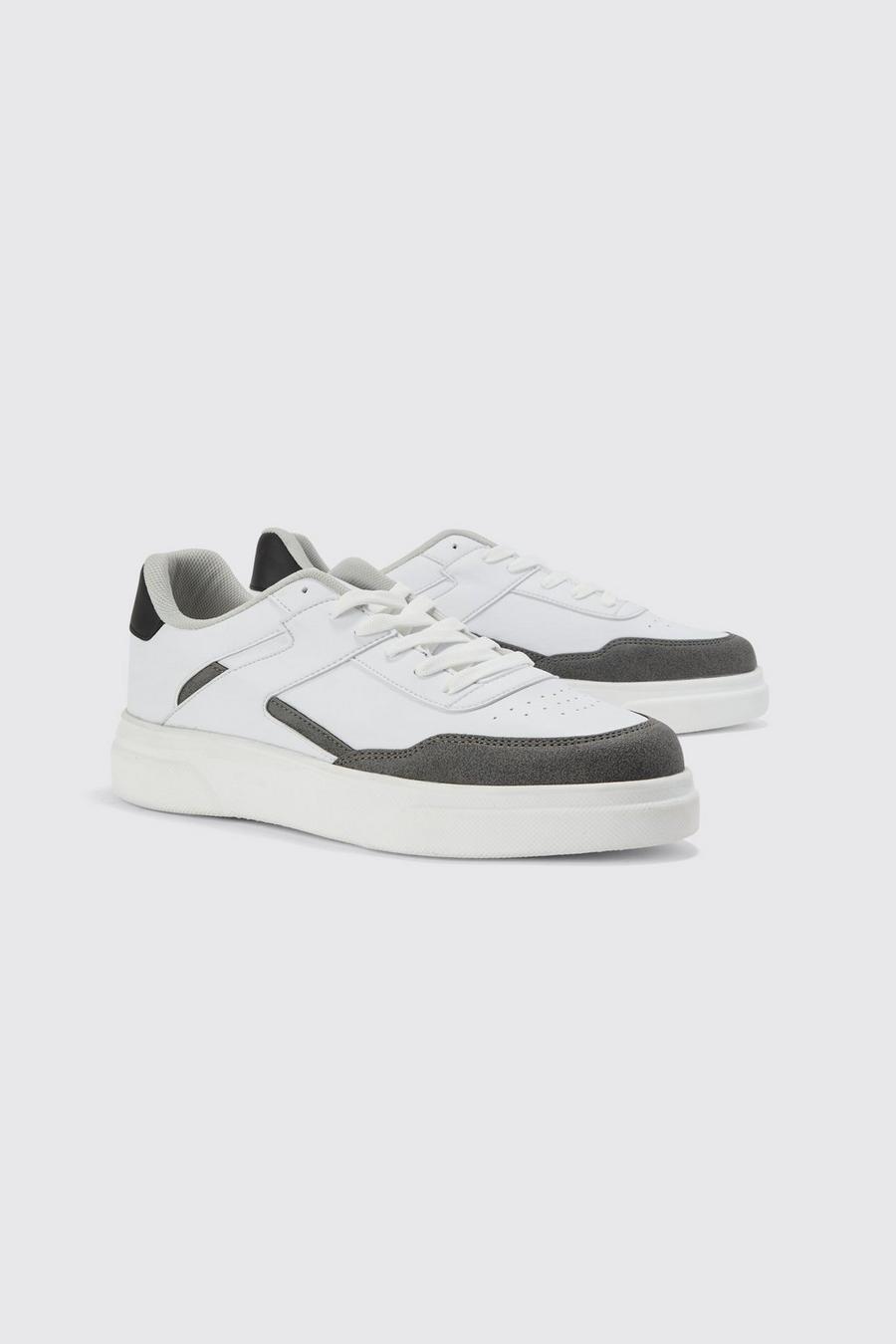 Zapatillas deportivas con panel en contraste, White