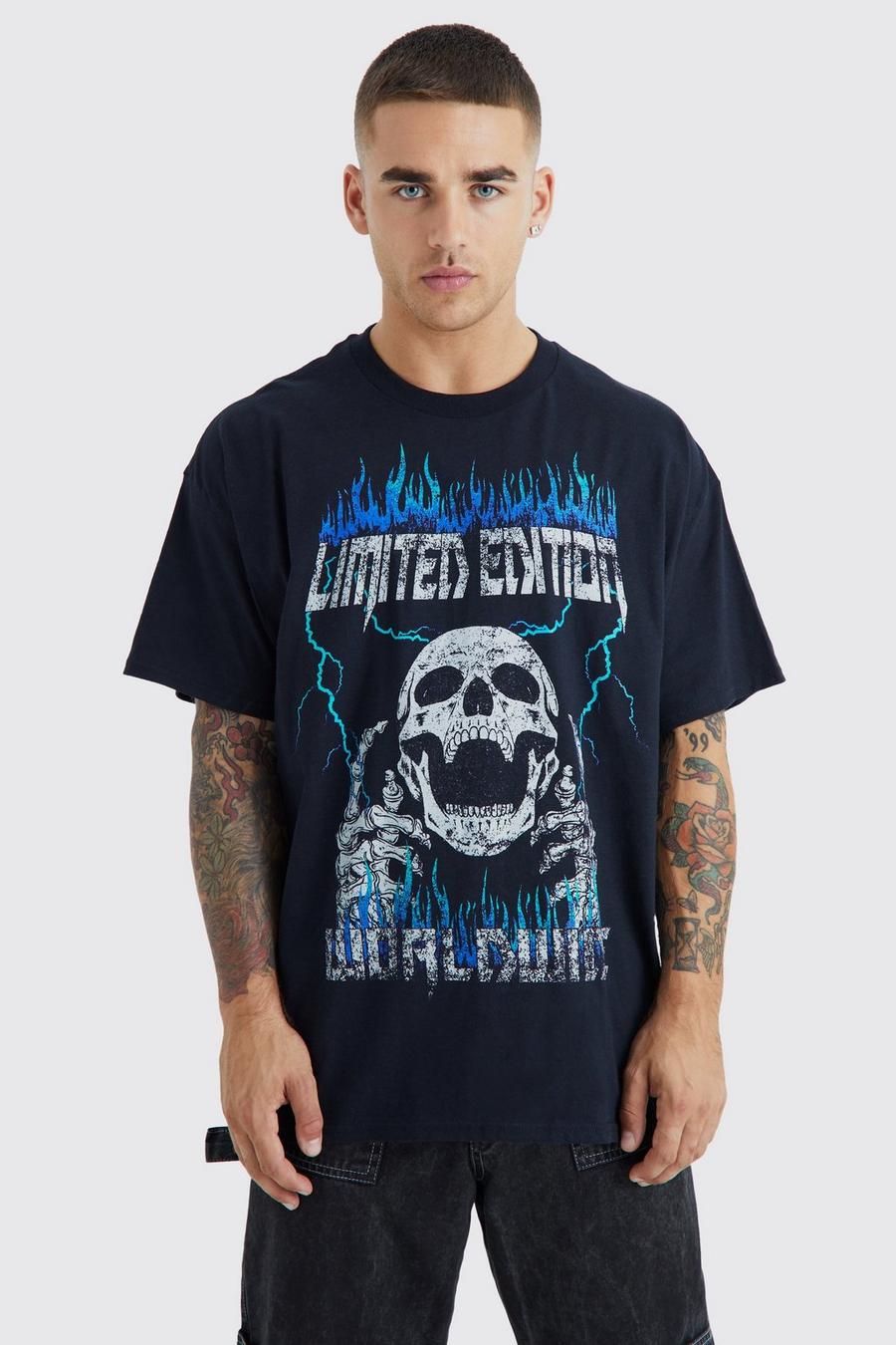 Black Limited Edition Schedel T-Shirt Met Print image number 1