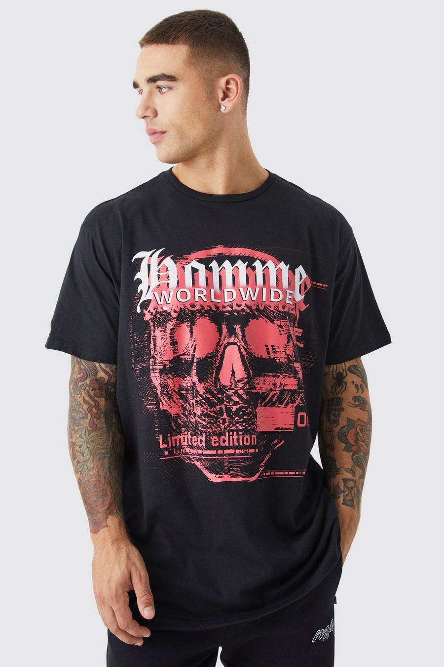 Black Oversized Graphic Skull T-shirt