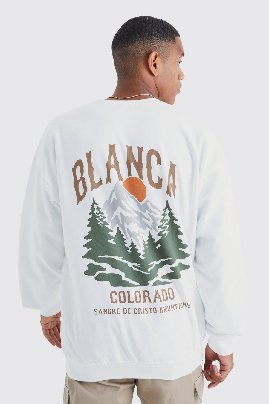 White Oversized Blanca Scenic Graphic Sweatshirt