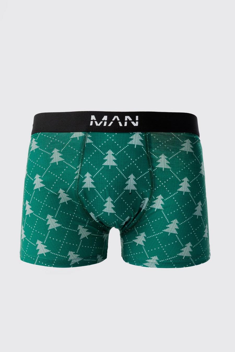 Boxershorts mit Weihnachtsbaum-Print, Green